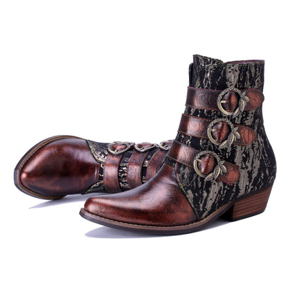 Colorstepshoes Straps Rebel Cowhide Leather Black Brown ankle boots by Colorstepshoes – Don't Panic Shoes