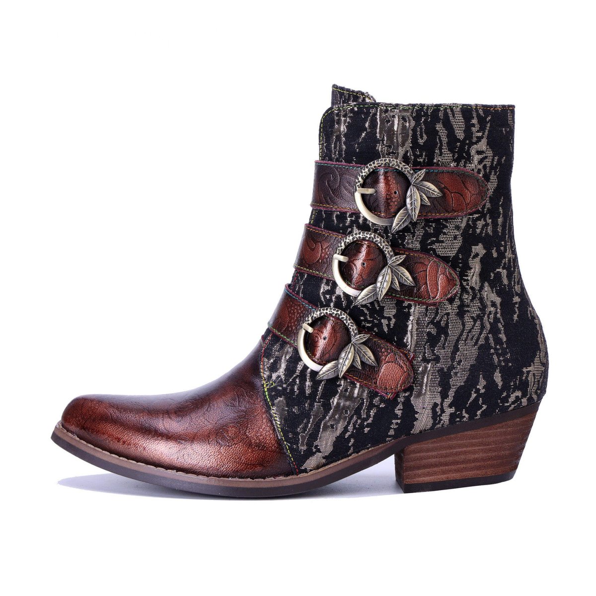 Colorstepshoes Straps Rebel Cowhide Leather Black Brown ankle boots by Colorstepshoes – Don't Panic Shoes