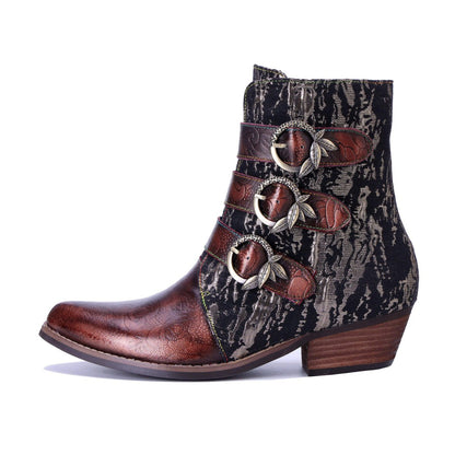 Colorstepshoes Straps Rebel Cowhide Leather Black Brown ankle boots by Colorstepshoes – Don't Panic Shoes