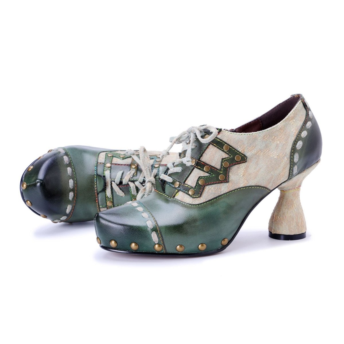 Colorstepshoes Vintage Forest Grace Lace - Up Pumps Pumps by Colorstepshoes – Don't Panic Shoes
