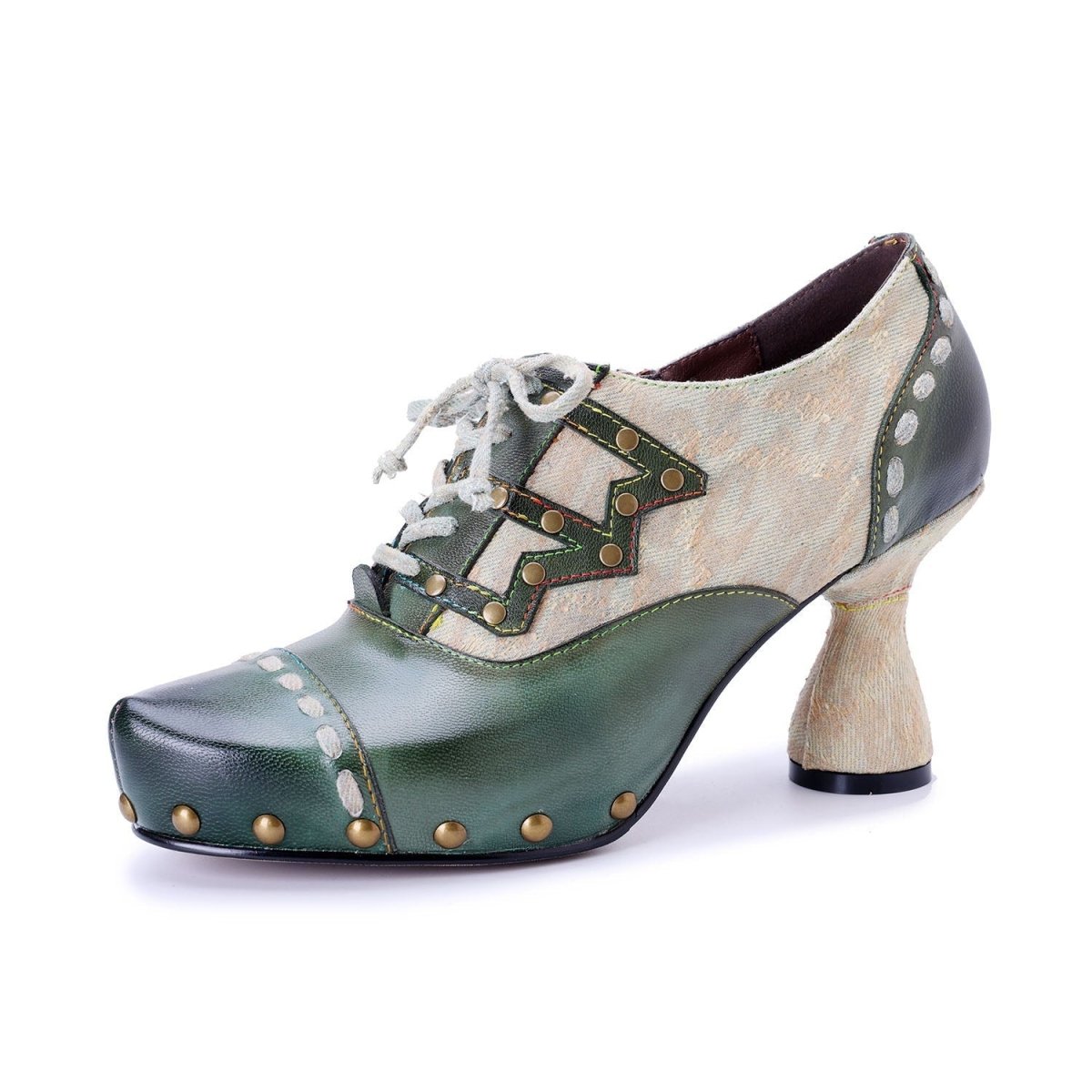 Colorstepshoes Vintage Forest Grace Lace - Up Pumps Pumps by Colorstepshoes – Don't Panic Shoes