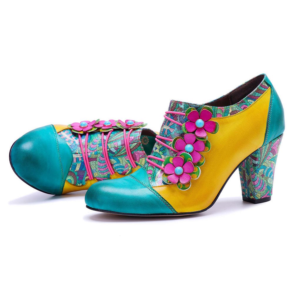 Colorstepshoes Vintage Handmade Bohemian Graffiti Pumps Heels by Colorstepshoes – Don't Panic Shoes
