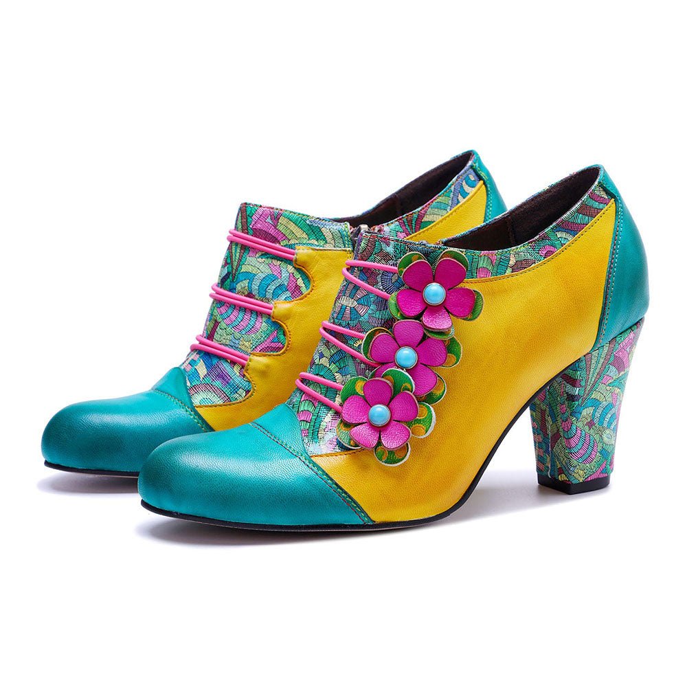 Colorstepshoes Vintage Handmade Bohemian Graffiti Pumps Heels by Colorstepshoes – Don't Panic Shoes