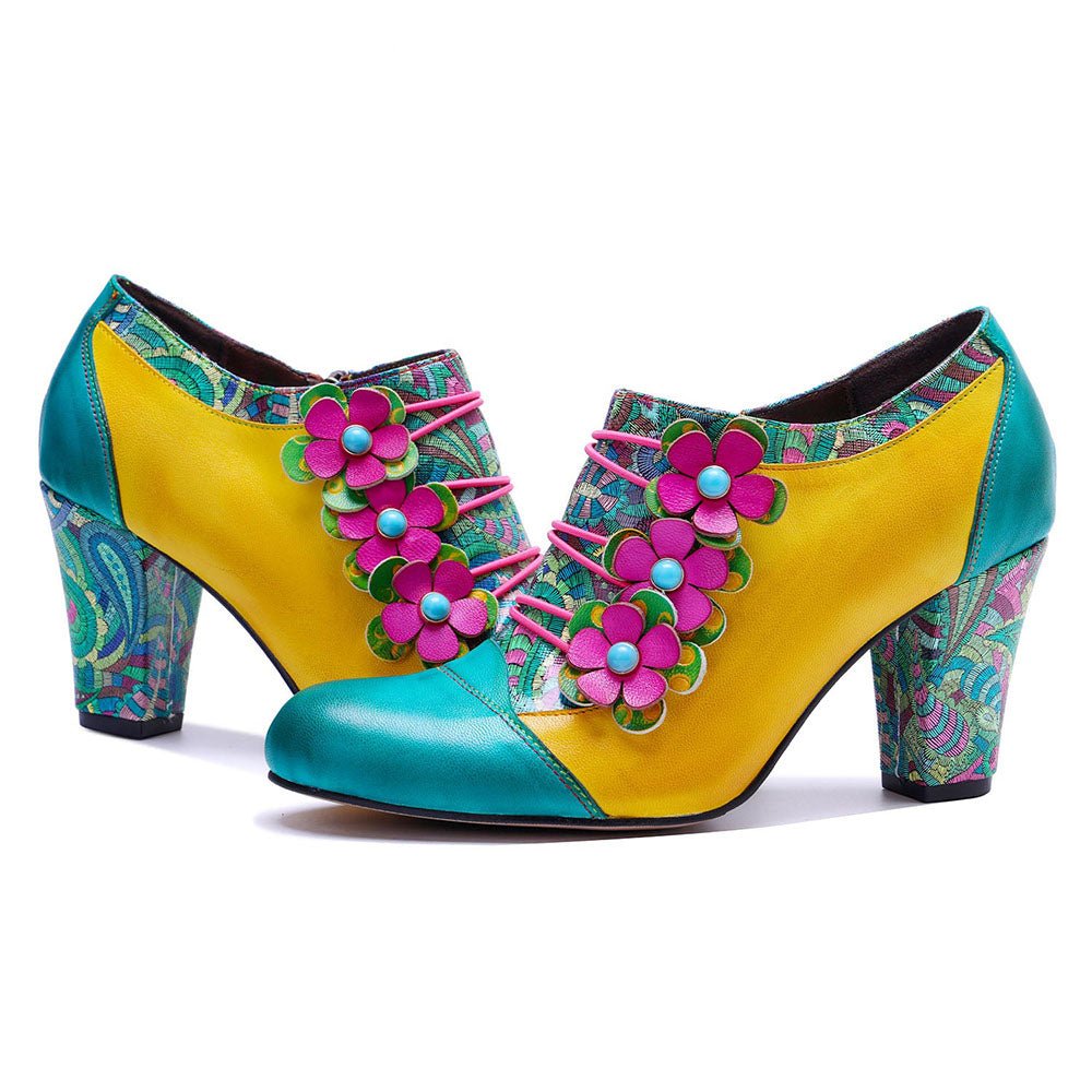 Colorstepshoes Vintage Handmade Bohemian Graffiti Pumps Heels by Colorstepshoes – Don't Panic Shoes