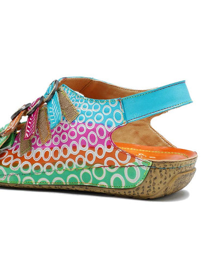 Comfy Printed Leather Flower Sandals Sandals by Colorstepshoes – Don't Panic Shoes