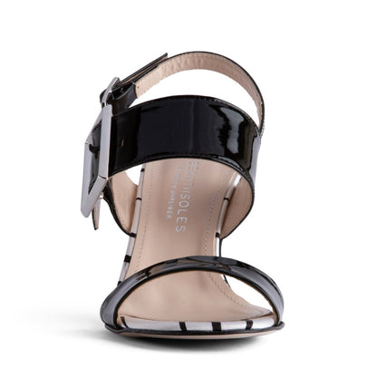 Coquette Marilyn Women’S Black Patent Leather Sandal Heels by Beautiisoles – Don't Panic Shoes