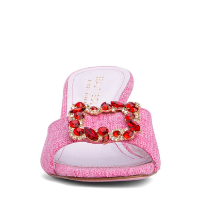 Coquette Women’S Handmade Linen Leather Sandal Kitten Heel Sandals by Beautiisoles – Don't Panic Shoes