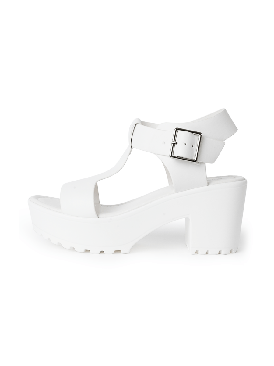 Corby Platform Sandal Adjustable Ankle Buckle Cushioned Insole White Summer Ready Casual Comfort Sandals by J.Adams – Don't Panic Shoes
