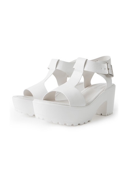 Corby Platform Sandal Adjustable Ankle Buckle Cushioned Insole White Summer Ready Casual Comfort Sandals by J.Adams – Don't Panic Shoes