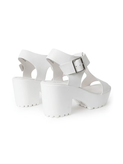 Corby Platform Sandal Adjustable Ankle Buckle Cushioned Insole White Summer Ready Casual Comfort Sandals by J.Adams – Don't Panic Shoes