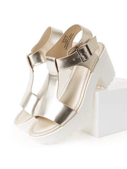 Corby | White Gold Sandals by J.Adams – Don't Panic Shoes