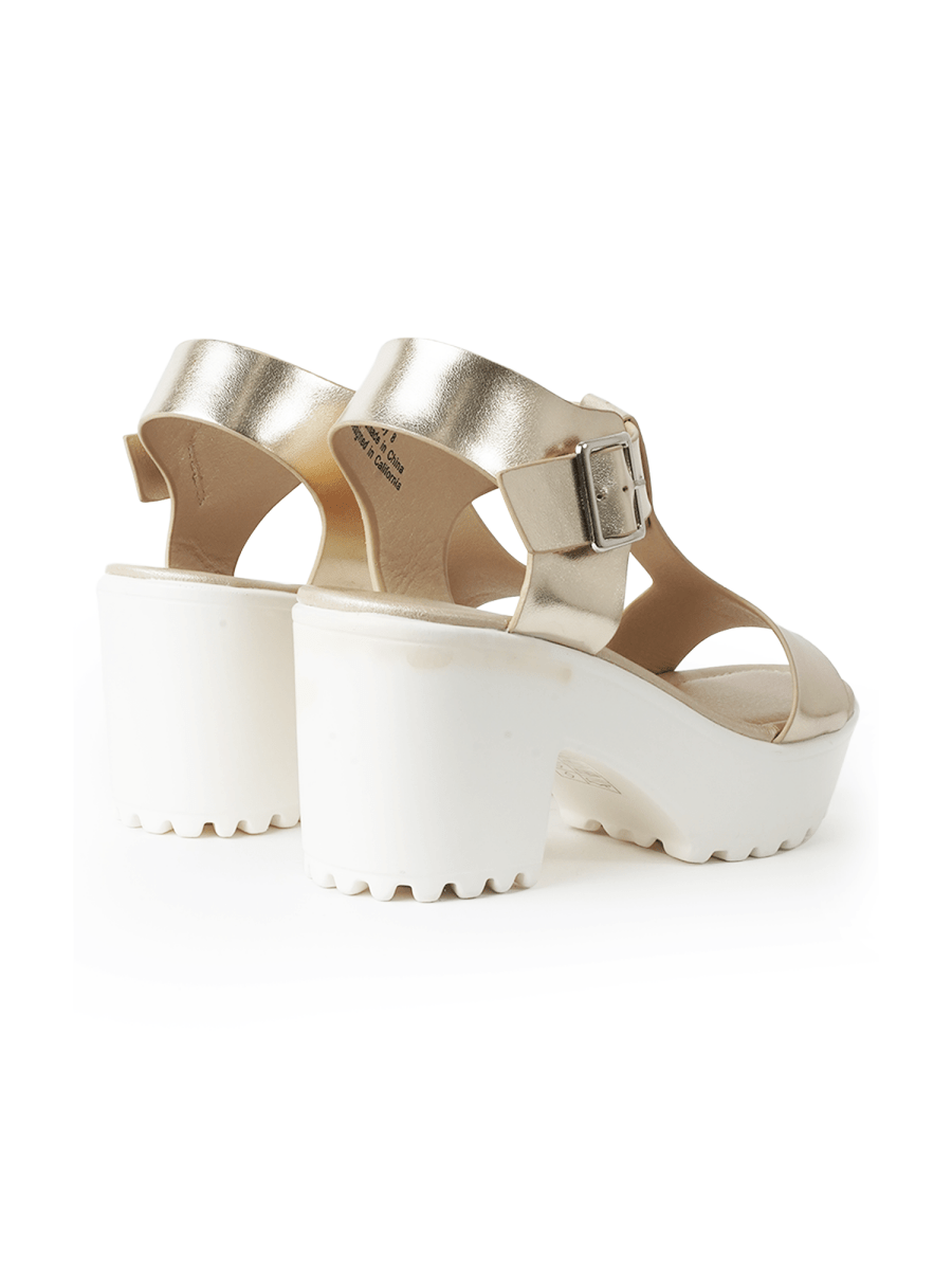 Corby | White Gold Sandals by J.Adams – Don't Panic Shoes