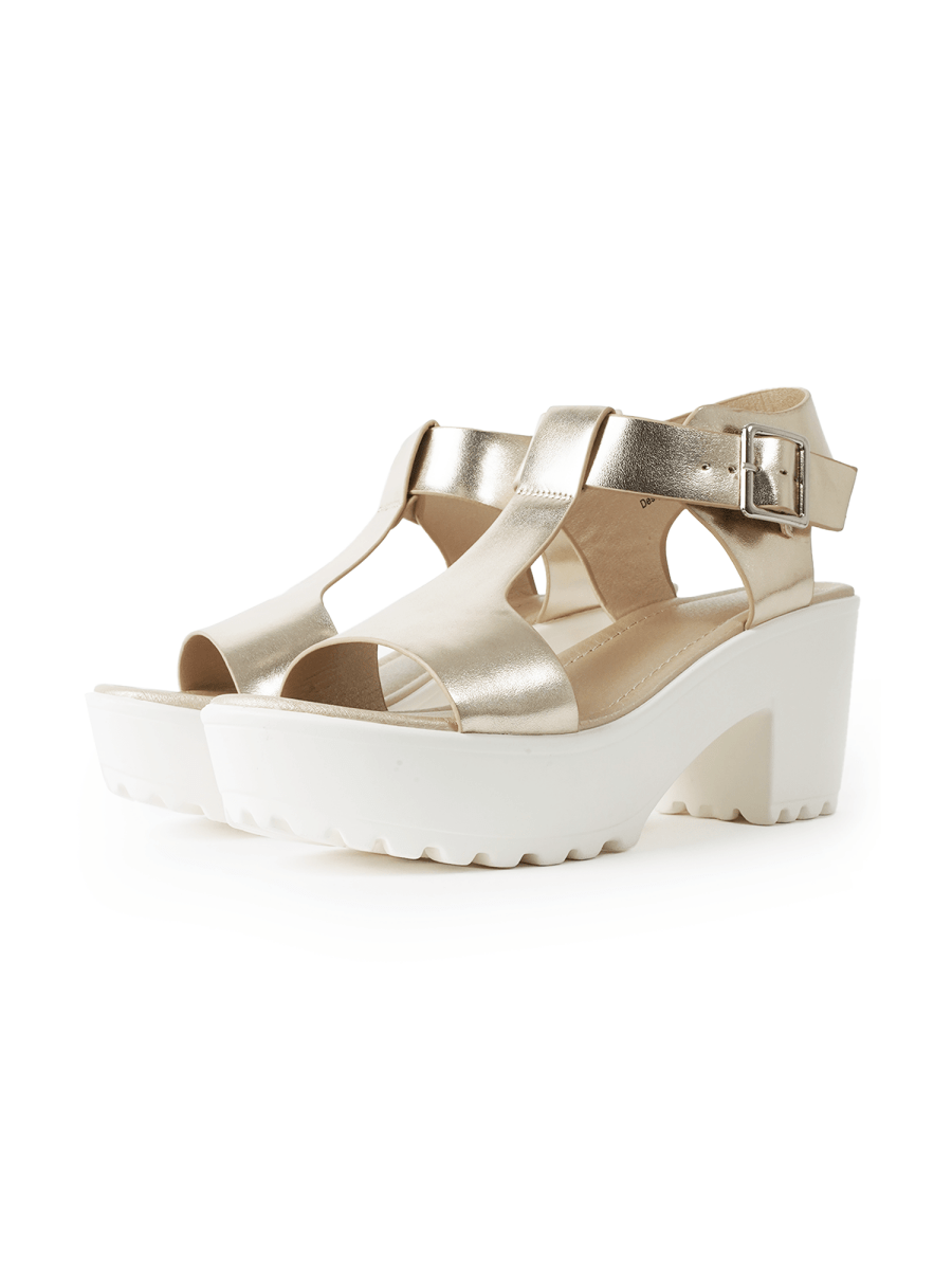 Corby | White Gold Sandals by J.Adams – Don't Panic Shoes