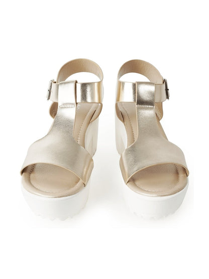 Corby | White Gold Sandals by J.Adams – Don't Panic Shoes