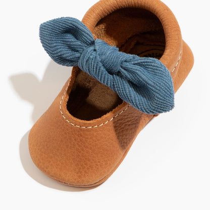 Corduroy Cowgirl Knotted Bow Baby Shoe Knotted Bow Mocc by Freshly Picked – Don't Panic Shoes