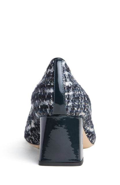 Corina Block Heel Pump Women’S Navy Tweed Leather Lined Heels by Beautiisoles – Don't Panic Shoes