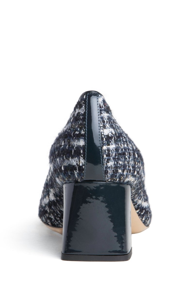 Corina Block Heel Pump Women’S Navy Tweed Leather Lined Heels by Beautiisoles – Don't Panic Shoes