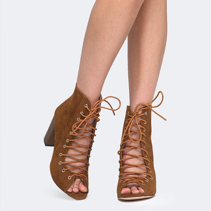 Corrine | Camel Suede Booties by J.Adams – Don't Panic Shoes