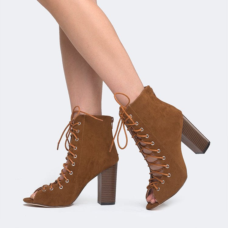 Corrine | Camel Suede Booties by J.Adams – Don't Panic Shoes
