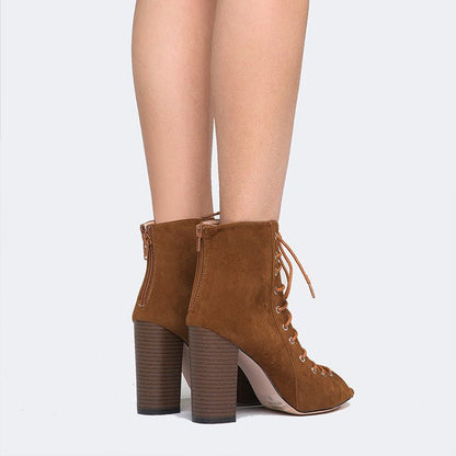 Corrine | Camel Suede Booties by J.Adams – Don't Panic Shoes