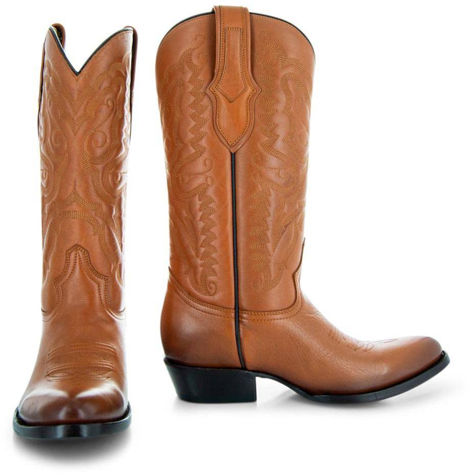 Cowboy Dress Boots | Mens Classic Round - Toe Boots (H7001 - Tan) Cowboy Boots by Soto Boots – Don't Panic Shoes