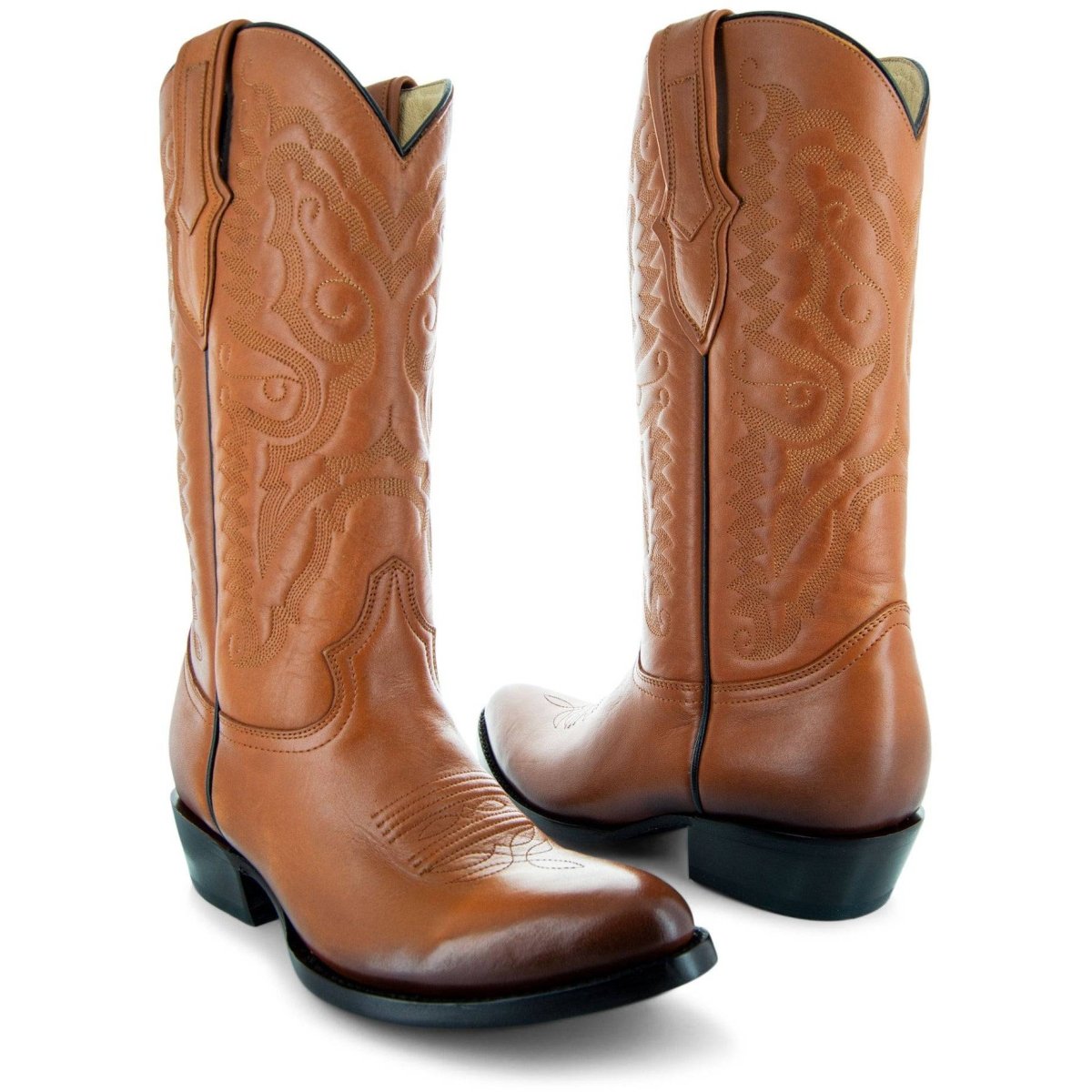 Cowboy Dress Boots | Mens Classic Round - Toe Boots (H7001 - Tan) Cowboy Boots by Soto Boots – Don't Panic Shoes