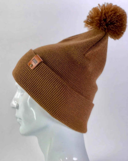 Cpp1 Haakwear Pompom Beanie Knit Hat Camel Brown Cpp1 Beanie by Haakwear Usa – Don't Panic Shoes