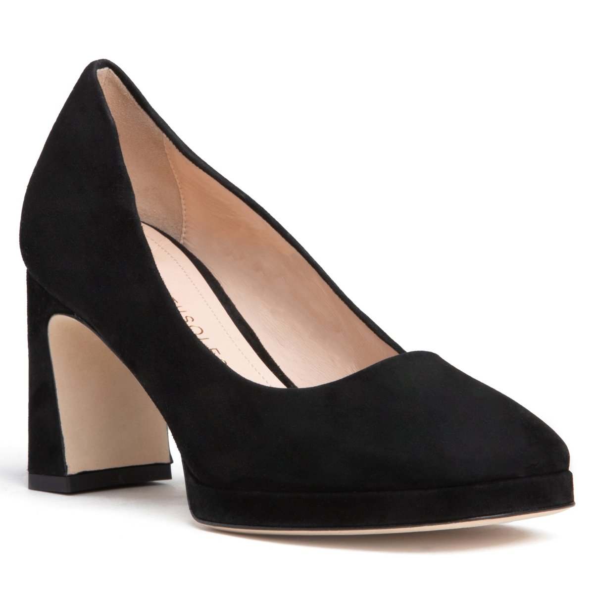 Cristina Platform Pump Black Suede 70mm Block Heel Comfort Heels by Beautiisoles – Don't Panic Shoes