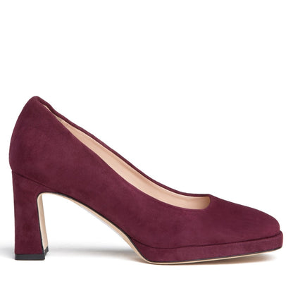 CriStina Platform Pump Women’s Burgundy Suede 70mm Heel Heels by Beautiisoles – Don't Panic Shoes