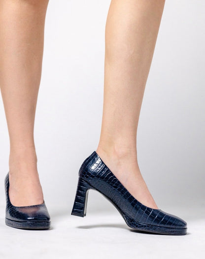 CriStina Women’s Navy Embossed Crocodile Leather Pump Heels by Beautiisoles – Don't Panic Shoes