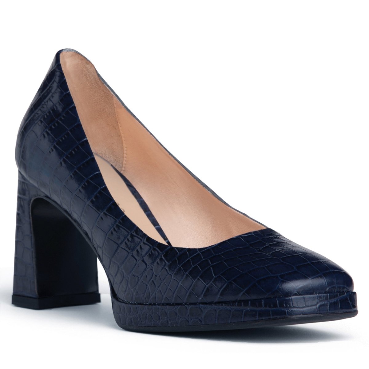 CriStina Women’s Navy Embossed Crocodile Leather Pump Heels by Beautiisoles – Don't Panic Shoes