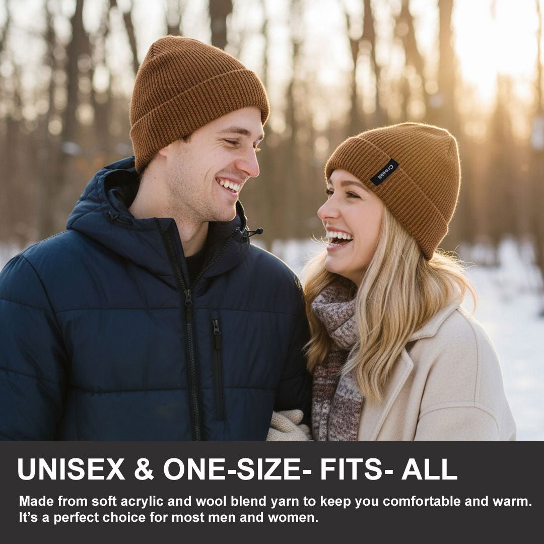Cuffed Winter Beanie Unisex Wool Acrylic Blend Knitted Hat For Men And Women Warm Cozy Knitted Winter Beanie Hat by Creekli – Don't Panic Shoes