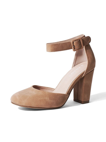 Cuppy | Beige Nubuck Heels by J.Adams – Don't Panic Shoes
