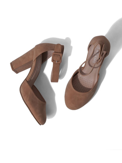 Cuppy | Beige Nubuck Heels by J.Adams – Don't Panic Shoes