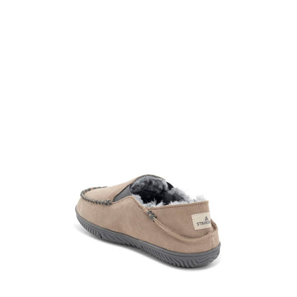 Curbside Slipper Men's Taupe Suede Vegan Fur Lined Foldable Staheekum Men's Slippers by Staheekum Men's – Don't Panic Shoes