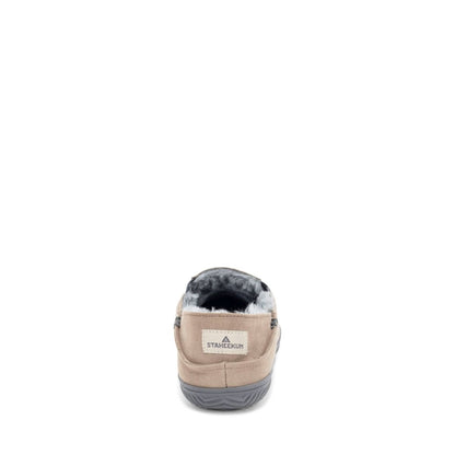 Curbside Slipper Men's Taupe Suede Vegan Fur Lined Foldable Staheekum Men's Slippers by Staheekum Men's – Don't Panic Shoes