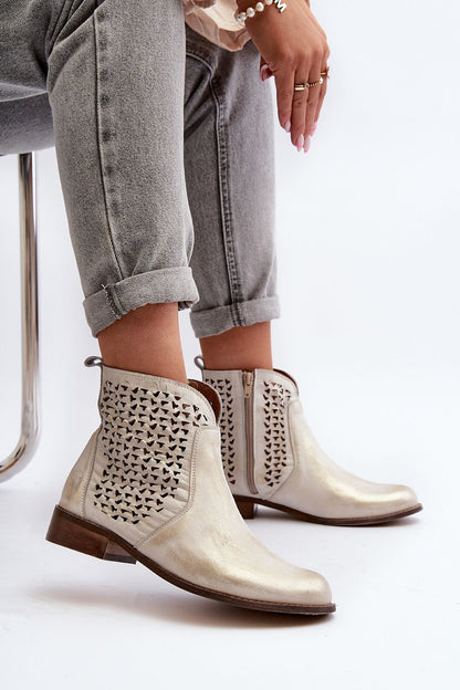 Velenna Openwork Leather Zip Boots