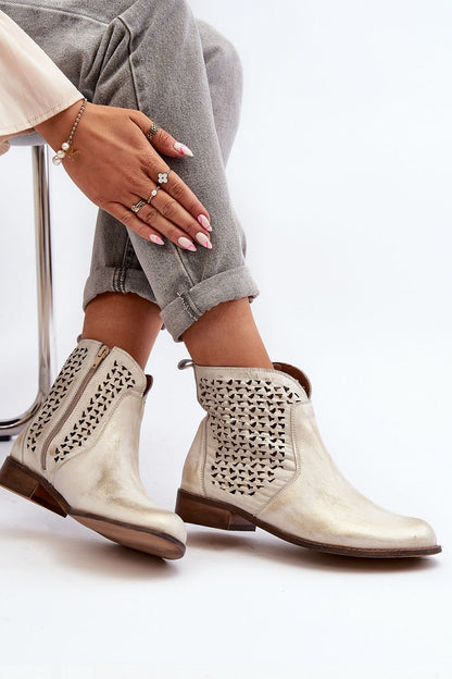 Velenna Openwork Leather Zip Boots