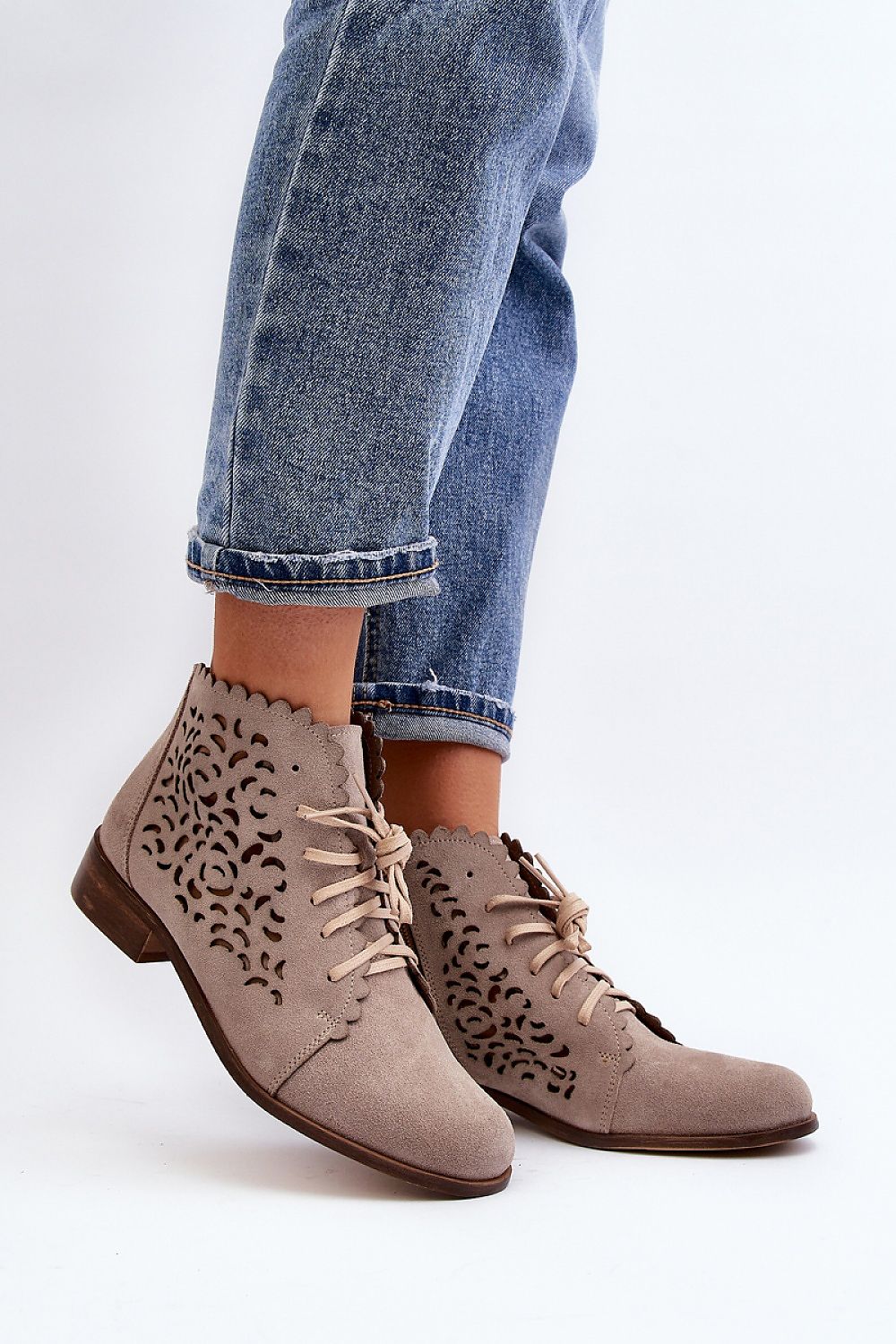 Caressa Suede Lace-Up Flat Boots