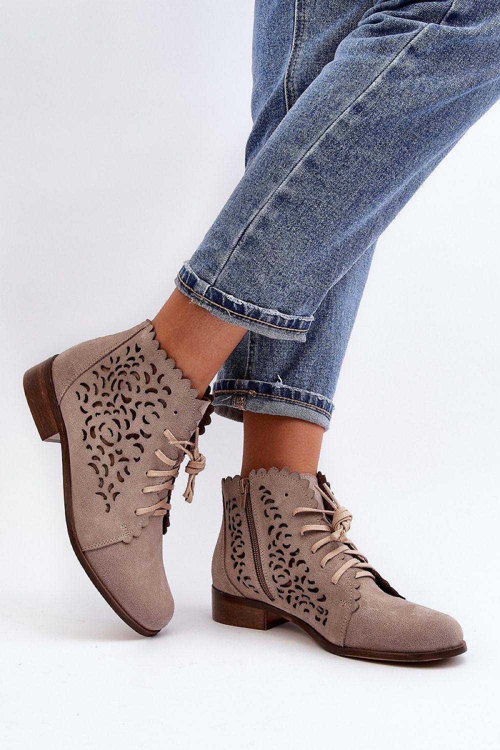 Caressa Suede Lace-Up Flat Boots