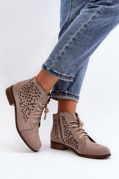 Caressa Suede Lace-Up Flat Boots