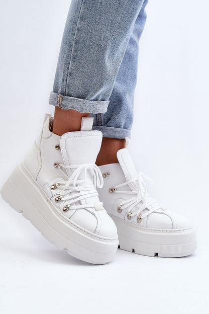 Ermelle Sculpted Platform Sneakers Everyday Wear Leather