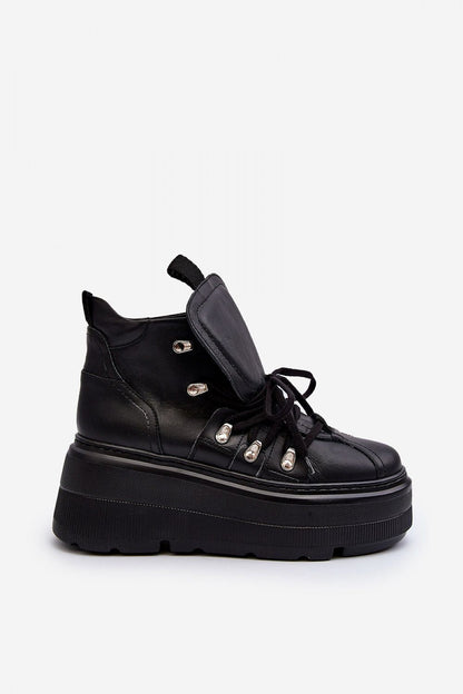 Ermelle Sculpted Platform Sneakers Everyday Wear Leather