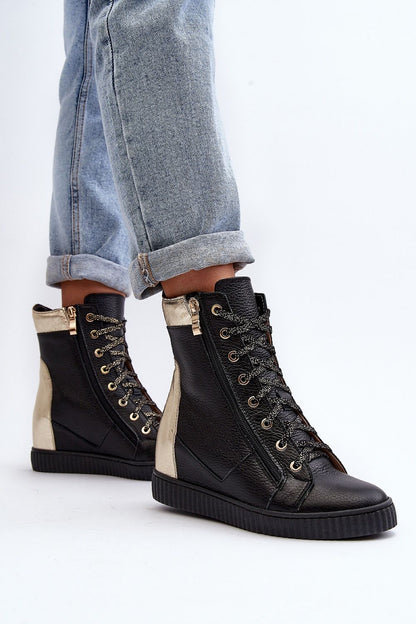 Revina Hidden Wedge Leather Sneakers