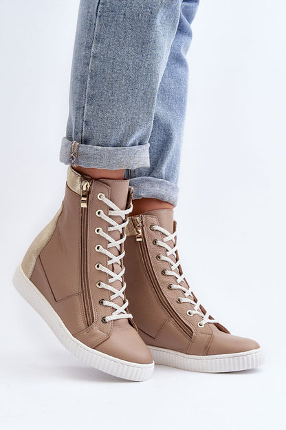 Revina Hidden Wedge Leather Sneakers
