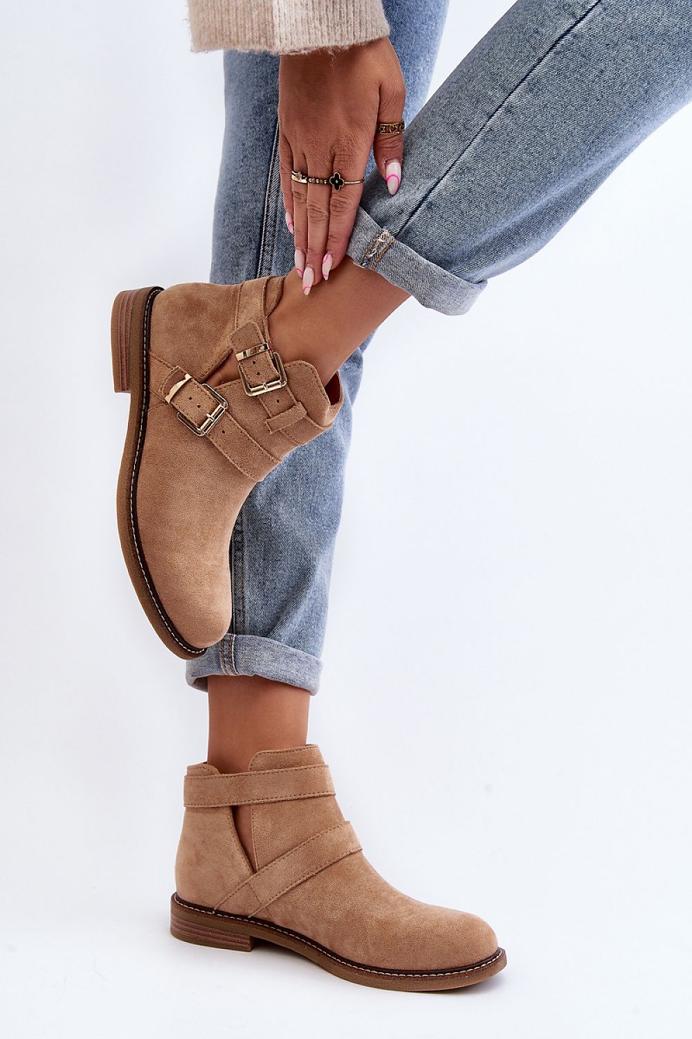 Velonna Suede Buckled Spring Boots