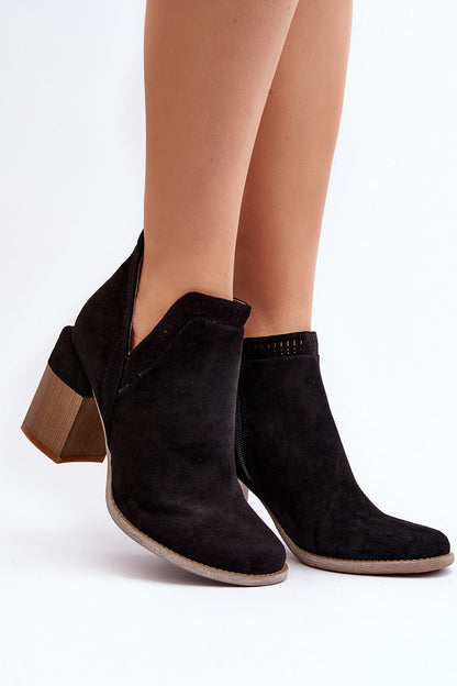 Callina Spring Suede Ankle Boots Wide Block Heel Eco Suede