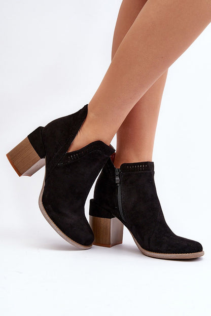 Callina Spring Suede Ankle Boots Wide Block Heel Eco Suede