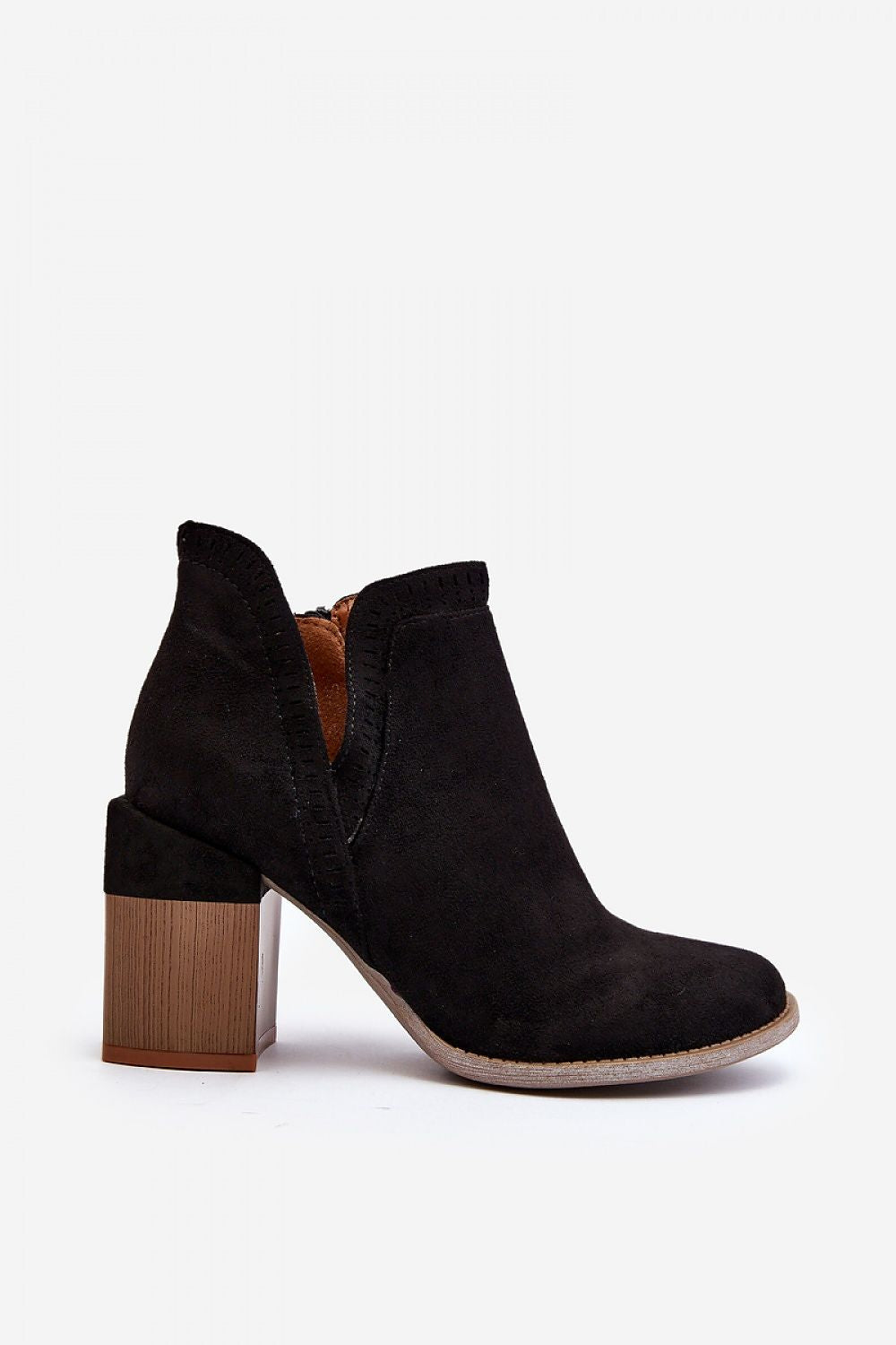 Callina Spring Suede Ankle Boots Wide Block Heel Eco Suede