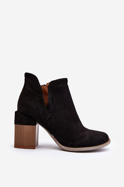 Callina Spring Suede Ankle Boots Wide Block Heel Eco Suede